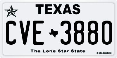 TX license plate CVE3880
