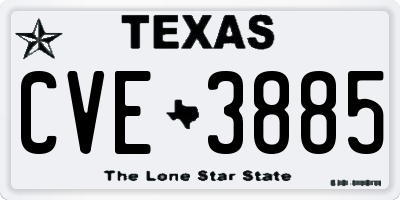 TX license plate CVE3885