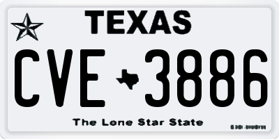 TX license plate CVE3886