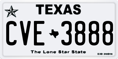 TX license plate CVE3888