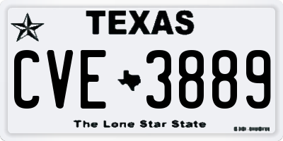 TX license plate CVE3889