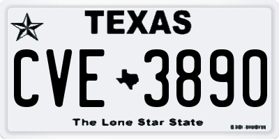 TX license plate CVE3890