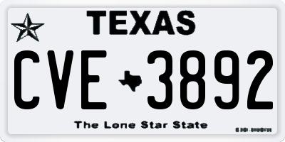 TX license plate CVE3892
