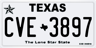 TX license plate CVE3897