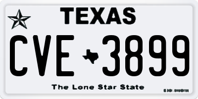 TX license plate CVE3899