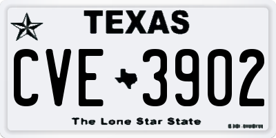 TX license plate CVE3902