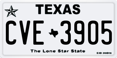 TX license plate CVE3905