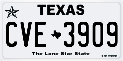 TX license plate CVE3909