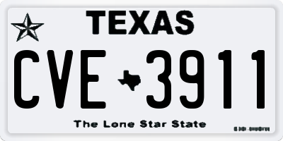 TX license plate CVE3911
