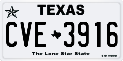TX license plate CVE3916