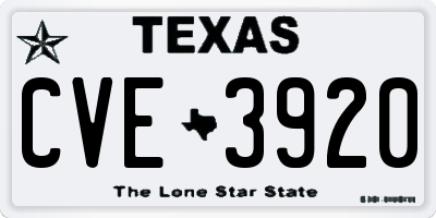 TX license plate CVE3920