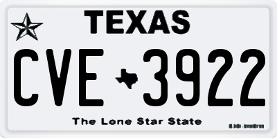 TX license plate CVE3922