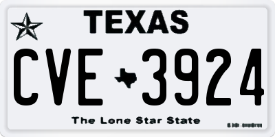 TX license plate CVE3924
