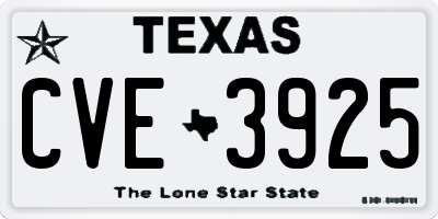 TX license plate CVE3925