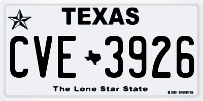 TX license plate CVE3926