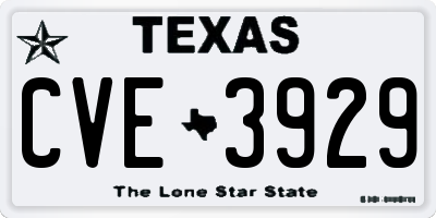 TX license plate CVE3929