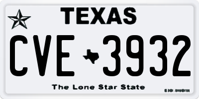TX license plate CVE3932