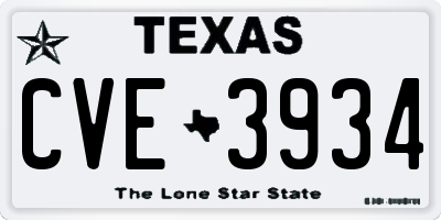 TX license plate CVE3934