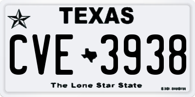 TX license plate CVE3938