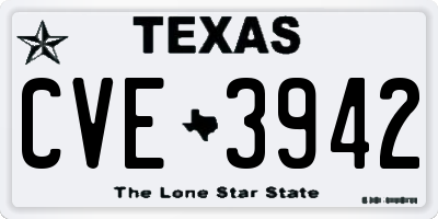 TX license plate CVE3942