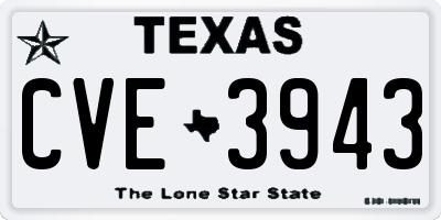 TX license plate CVE3943