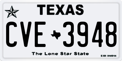 TX license plate CVE3948