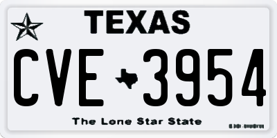 TX license plate CVE3954