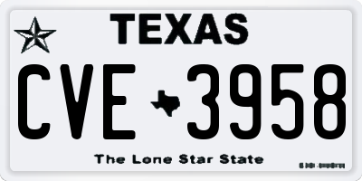 TX license plate CVE3958