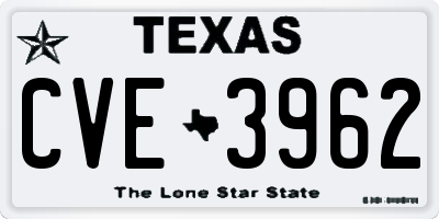 TX license plate CVE3962