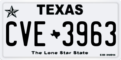 TX license plate CVE3963