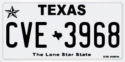 TX license plate CVE3968