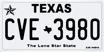 TX license plate CVE3980