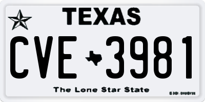 TX license plate CVE3981