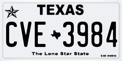 TX license plate CVE3984