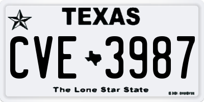 TX license plate CVE3987