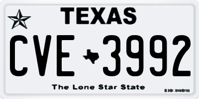 TX license plate CVE3992