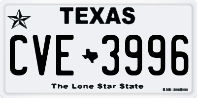 TX license plate CVE3996