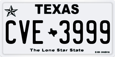 TX license plate CVE3999