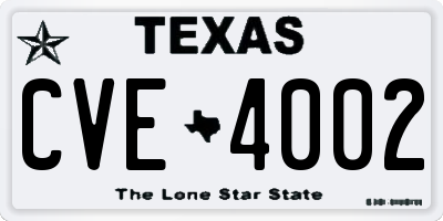 TX license plate CVE4002