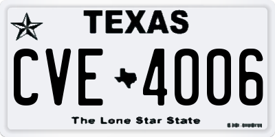TX license plate CVE4006