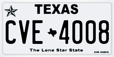 TX license plate CVE4008