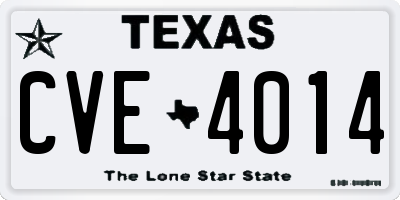 TX license plate CVE4014