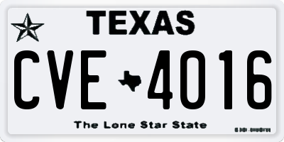 TX license plate CVE4016