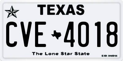 TX license plate CVE4018