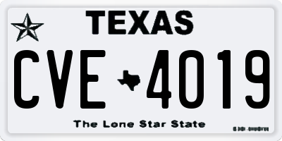 TX license plate CVE4019