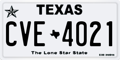 TX license plate CVE4021