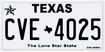 TX license plate CVE4025