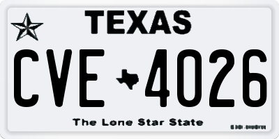 TX license plate CVE4026