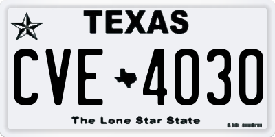 TX license plate CVE4030