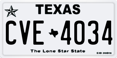 TX license plate CVE4034